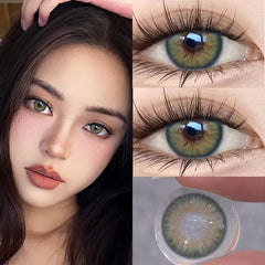 YICKYUE - 1 Pair Korean Lenses High Quality Colored Contact Lenses with Degree Myopia Lenses Green Iris Lenses New Fast Shipping