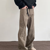 Hearujoy Vintage Cargo Pants For Men Cleanfit Style Straight Trousers High Street Retro Maillard Brown Multiple Pockets Casual Pants