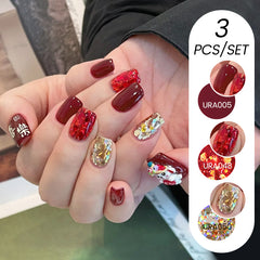 YICKYUE - 3PCS/SET 15ml Sparkling Glitter Series Nail Gel Polish Hot Selling Shiny Semi Permanent Soak Off UV Gel Nail Art Kit