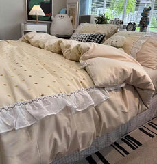 YICKYUE - Sweet lovely fairyfair strawberry bedding set 1.5 1.8,full queen elegant cotton home textile bed sheet pillow case quilt cover