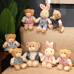 1pc 30/40cm Kawaii Couple Teddy Bear Rabbit Plush Toys Lovely Valentine Christmas Dolls Stuffed Soft Animal Pillow Nice Gifts