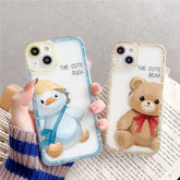 Happy couple duck bear cute back cover for iphone 12 13 mini 11 pro max 8 7 plus x xr xsmax cartoon phone case lovely conque