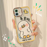Fat duck cute phone case for iphone 8 7 plus 12 mini 11 pro max xsmax x xr se cartoon cat eye rich lucky silicone cover