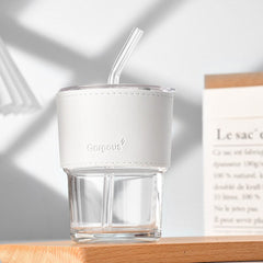 Summer Water Bottle with Straw Simple Straw Juice Drink Portable Office Coffee Double Drink Milk Tea Cup Glass Cup