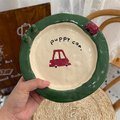 YICKYUE - Cartoon Cute And Fun Tableware Kitchen Supplies Cartoon House Printing 3D Decoration Yogurt Breakfast Bowl Christmas Gift Plate