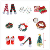 Christmas Lights Gift Box Model with Candy Boots Tree Wreath Pine Drop Santa Claus Hat Decor Dollhouse Miniature Accessories
