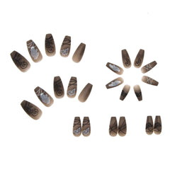 Black Butterfly Girl Nail Art Wearable Press On Fake Nails Tips With Glue And Sticker 24pcs/box With Wearing Tools As Gift
