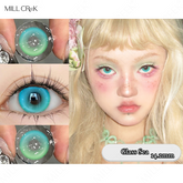 YICKYUE - Mill Creek 2pcs New Fashion Pink Colored Contacts Lenses for Eyes Cosmetic Blue Contact Lenses with Diopters 0~-8.00 Degree Lens
