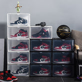 2pcs AJ Sneakers Box Hardened plastic shoe box Stackable Cabinet Storage Box high-top Dustproof AJ shoes organizers Shoe Rack
