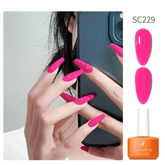 YICKYUE - 7ml Semi Permanent Gel Nail Polish green blue purple Natural Transparent Nude Nails Art Soak Off UV LED Varnish Base Top Coat