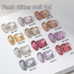 YICKYUE - Glitter Gel Nail Polish Sequins Shiny Soak Off UV LED Varnish Nail Art Semi-permanent Varnish Nails Manicure 12 Colors