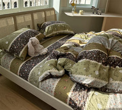 YICKYUE - Vintage pastoral floral bedding set,twin full queen king romantic retro cotton home textile bed sheet pillow case quilt cover