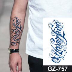 YICKYUE - 8Pcs/lot Juice Ink Semi-Permanent Waterproof Temporary Tattoos Stickers Personality Imitation Sweat Fake Tattoos For Men Women