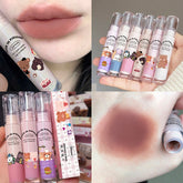 Yickyue Chestnut Brown Lip Mud Lipstick Cute Bear Velvet Matte Lip Glaze Waterproof Long-lasting Moisturizing Sexy Lip Gloss Makeup Set