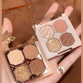 Yickyue 4 Colors Bright Gemstone Eyeshadow Palette Girl Gift Pearly Matte Nude Eye Shadow Waterproof Sweatproof Lasting Makeup Cosmetic