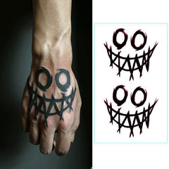 YICKYUE - Fake Tattoos Waterproof Hand Back Finger Tatoo Sticker Dark Tattoo Stickers Smile Rose Witch Cube Maple Leaf Temporary Tattoos