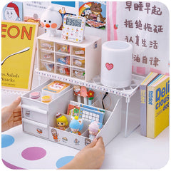 W&G 3pcs/Set Organizer Kawaii Deskpot Organizer Makeup Storage Box Container Drawer Cabinet Rack Home Decor 2022 Desk Storage