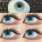 YICKYUE - 1Pair New Colored Contacts Lenses for Myopia 0~-8.00 Degree Beauty Eye Fashion Natural Pupils Blue Lens Korean Lenses