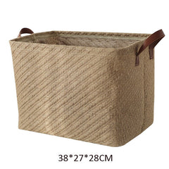 Jute Woven Laundry Storage Basket Folding Clothes Organizer with Handle Closet Organizer Washable Large Capacity Storage Baskets