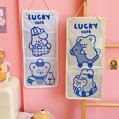 W&G Japanese Cute Little Bear Wall Hanging Storage Bag Ins Dormitory Wall Hanging Storage Bag Decoration Kawaii Hanging Pocket