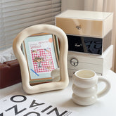 YICKYUE - Cute Bread Mirror Nordic Korean Style Ceramic Desk Mirror Makeup Mirror Home Desktop Mirrors for Bedroom Living Room Decoration