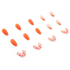 YICKYUE - 24pcs Press-on False Nails Featuring Almond-shaped French Manicure Design Perfect for Valentine's Day Ideal As A Gift for Girls