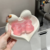 YICKYUE - Ceramic Soap Dish Bathroom Supplies Creative Heart Shape Cute for Soap Box Home Decor Soap Holder Gift Kitchen Bathroom Storage