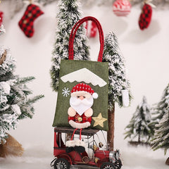 Yickyue 20cm Christmas Linen Tote Bag Xmas Kids Gift Bag Santa Claus Snowman Elk Candy Bag Merry Christma Storage Bag Happy New Year