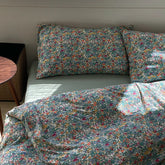 American Sle Floral Cotton Knitted Bedding Set 4pcs Pure Cotton Retro Sle Soft Breathable Comforter Cover eet