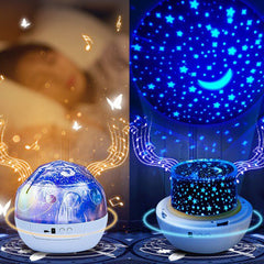 LED Colorful Children's Star Projector Universe Planet Night Light 20 Piano Songs Rotating Music Box Children's Bedroom Gift