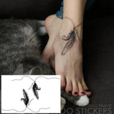 YICKYUE - Ankle Feather Anklet Sexy Tattoo Stickers Waterproof Green Leaf Watercolor Tattoo Art Fake Temporary Tattoos Clavicle Shoulder
