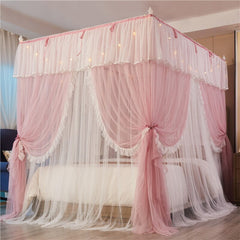 Luxury Double-deck Romantic Lace Princess Style Floor-standing mosquito net Suitable for 1.2m 1.5m 1.8m 2m Bed Room Decoration
