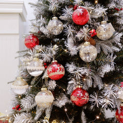 Yickyue 12Pcs/Set 100mm Christmas Tree Decor Balls Party Hanging Ornament Perfect for Home Holiday Wedding Xmas Decorations Gold Red
