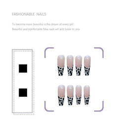 24pcs Leopard Printed Nails Patch Glue Type Long Paragraph Removable Fashion Manicure False Nails Patch TY