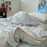 YICKYUE - Small Plaid Pure Cotton Washed Cotton Four-piece Set