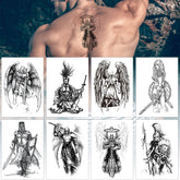 Waterproof Temporary Tattoo Sticker Knight Samurai God of War Guan Yu Zhang Fei Tattoo Sticker Men's Women Flash Fake Tattoo