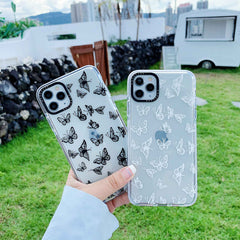 Silicone butterfly black phone case for iphone 11 11 Pro Max 7 8 plus XS XR XS MAX case laser tpu shockproof coque clear back