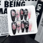 YICKYUE - 10Pcs Detachable Almond Spicy Girl Handmade Press on Nails Long Explosive Flash Pink Cat Eye Stars Full Cover False Nail Tips