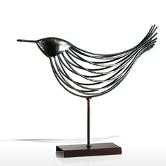 Tooarts Iron Wire Bird Metal Sculpture Wonderful Sculpture Bird Modern Artwork Favor Gift Home Decoration