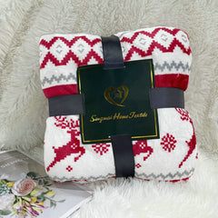 Yickyue Merry Christmas Blankets Thicked Elk 3D Printing Flannel Blanket Soft Warm Sherpa Flannel Double Layer Fluffy Snowflake Blanket
