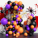 YICKYUE - Halloween Party Balloons Garland Arch Kit Black Purple Orange 125pcs Latex Balloon for Halloween Theme Birthday Party Decoration