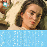 Waterproof Temporary Tattoo Face Neck Water Transfer White Henna Tattoo Fake Moon Star Lace Tattoo Design Sticker Decal