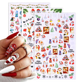 3D Christmas Nail Art Decoration Stickers Halloween Pumpkin Skull Geometry Snowflake Winter Design Slider Nail Foils Manicures