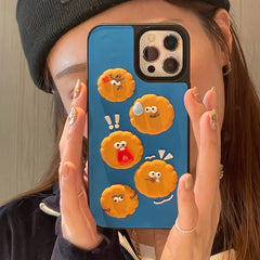 Korean Cute Cartoon 3D Clay Biscuits Soft Case For iPhone 13 12 11 Pro XS Max X XR 7 8 Plus Silicone Protective Blue Back Cover