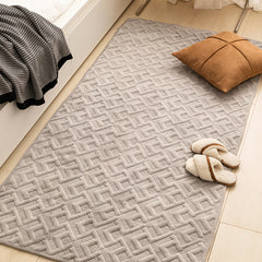 YICKYUE - Solid Color Flannel Carpet Retro Plaid Bedroom Floormat Nordic Bedside Rugs Coffee Table Mat Living Room Full Non-Slip Carpet
