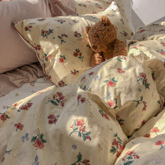 Wind Vintage Floral Mid-Ancient Cotton Four-Piece Cotton Quilt Cover Bed Sheet Bed