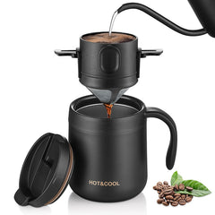 Coffee Mug Vacuum Stainless Steel 304 Leak-Proof Thermos Travel Thermal Cup Filter Hot & Cool RR2092