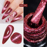YICKYUE - 7ml Amber Reflective Magnetic Gel Autumn Glitter Semi Permanent UV Gel Nail Polish Varnish Nail Art For Manicure