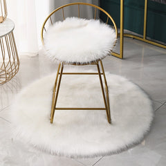 Soft Round Carpet Faux Fur Fluffy Area Rug Shaggy Thick Chair Cover Seat Pad Fur Floor Mat Carpet for Bedrooms Living Room Kid