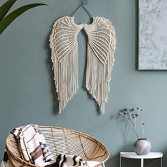 Macrame Angel Wings Wall Hanging Handmade Woven Macrame Tapestry Bohemian Art Home Room Decoration Nursery Decor Gift